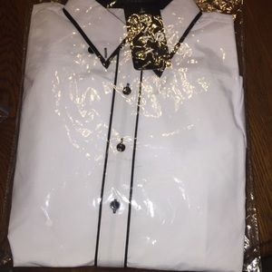White and black button up shirt